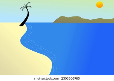 simple design of summer beach and natural scenery background template.