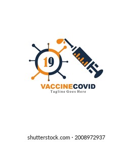 
simple design syringe logo for corona virus prevention vaccine
