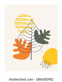 Plantilla de diseño simple de fondo otoñal. Resumen de formas creativas con un estilo minimalista. Ilustración del vector