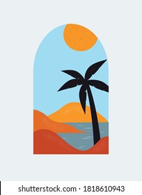 Simple design template of background. Abstract creative background with palms in minimal trendy style.Vector illustration