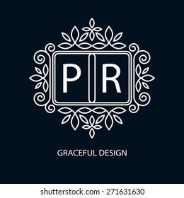 Simple design template monogram for two letters. Vector illustration.