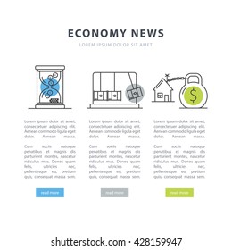 Simple design templates for economy news. A vector concept made in modern line style with place for your text. Perfect for a news website, presentation, brochure. Easy editing.