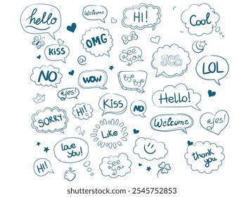 A simple design for think talk speech bubbles design elements collection cute hand drawn Royalty free vector file eps 10