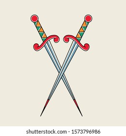 simple design traditional tattoo dagger illustration