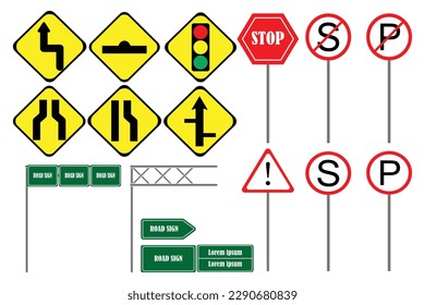simple design traffic signs 3d concept - isolated 