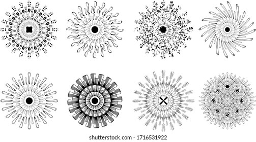Simple design transformation corona virus for the purpose of icons, symbols or decoration templates, banners, flyers and others
