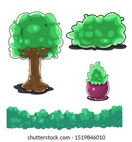 simple design of trees and plants illustration