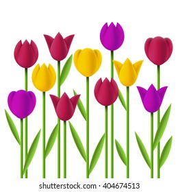 Simple design tulips set in different colors and shapes - vector eps 10 illustration