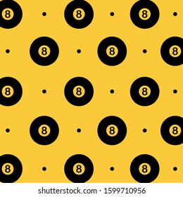 simple design two color black ball eight on yellow background.