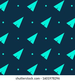 simple design two color light blue paper plane on dark blue background.