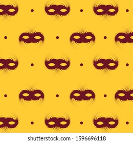 simple design two color red mask on yellow background.