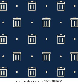 simple design two color white cream trash can on dark blue background.
