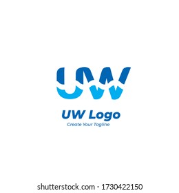 Simple Design UW (Underwater) Logo Template Illustration