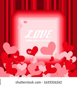 Simple design of valentine's day background with square, paper art style. 