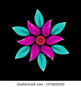 simple design of vector flower on black background  