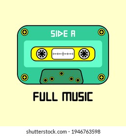 simple design vector of green cassette with yellow background