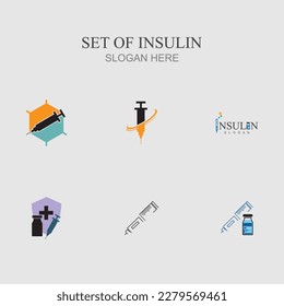 diseño simple vector de inyección de insulina logo puesto en tierra gris