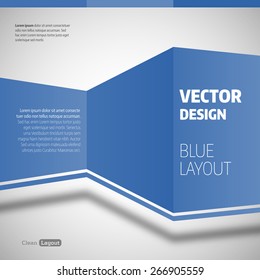 Simple design. Vector layout. Blue spaces on the gray background.