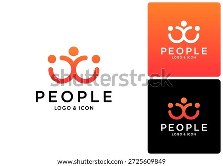 simple design vector logo icon of interconnected people