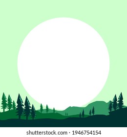 simple design vector or silhouette design of landscape evergreen