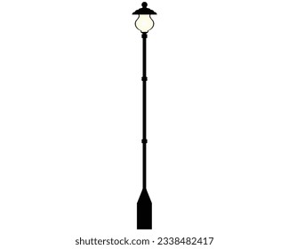 simple design of a vector of a street light pole that is on or shining in yellow and white with a black pole