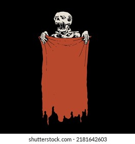 simple design but very cool for merchandise needs. the skeleton was holding the curtain.