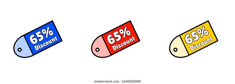 Simple design voucher discount 65% with three colors variations.