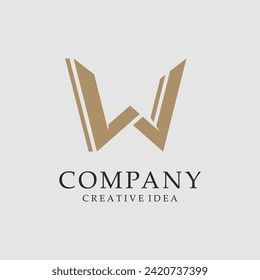 Simple Design of W Letter Element Isolated on Background.