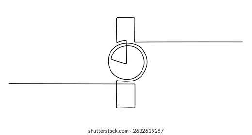 Simple design watch single line. Time punctuality accessory fashion. Modern elegance schedule plan.