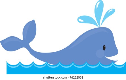A simple design of a whale spouting, while swimming in the sea.