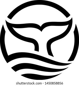 Simple Design of Whale Tail on Water Logo Vector