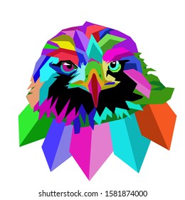 simple design wpap of eagle head on white background. 