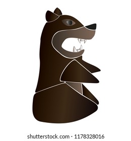 a simple designed brown degraded sitting bear illustration 