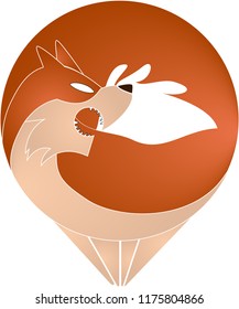 a simple designed circular shaped degraded orange fox illustration  
