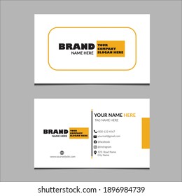 Simple Designed Yellow and White Color Business Card Template