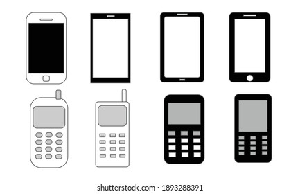 Simple designs of cellular mobile phone icons.