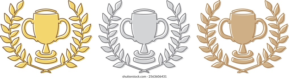 simple designs of Trophy and laurel, 3colors