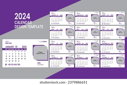 simple desk calandar template design.