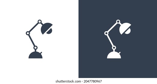 Simple Desk Lamp Icon. Blue and White Table Lamp isolated on Double Background. Flat Vector Icon Design Template Element.