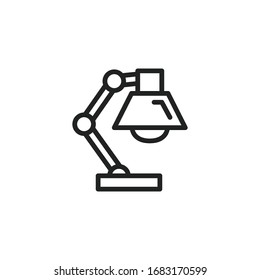 Simple desk lamp line icon. Stroke pictogram. Vector illustration isolated on a white background. Premium quality symbol. Vector sign for mobile app and web sites.