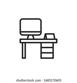 Icono simple de línea de escritorio. Pictograma de trazo. Ilustración vectorial aislada en un fondo blanco. Símbolo de calidad superior. Signo de vector para aplicaciones móviles y sitios web.