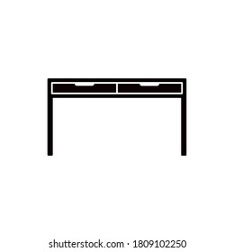 Simple desk silhouette icon. Table vector in black and white design