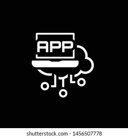 Simple Desktop App Vector Line Icon with Open Laptop.