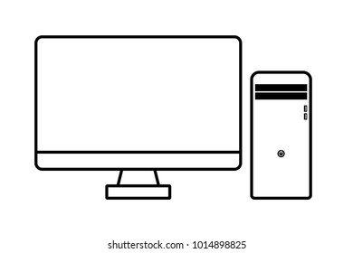Simple desktop computer icon. Frameless monitor.