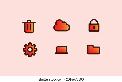 Simple desktop icons, trash bin, my pc, cloud, settings, folder, lock icons download