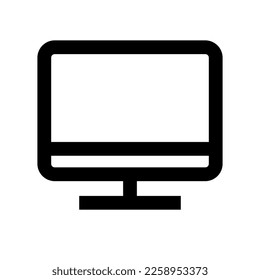 Simple desktop PC icon. Working PC. Vector.