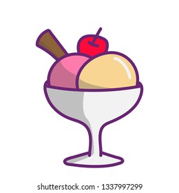 Simple Dessert, Ice Cream Illustration