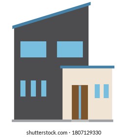 Simple detached house, house, building illustration, vector data