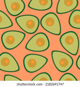 simple detail avocado fruit seamless repeatable pattern. vector illustration peach background abstract contemporary design. perfect for fabric fashion textile design hand wrapping, invitations,