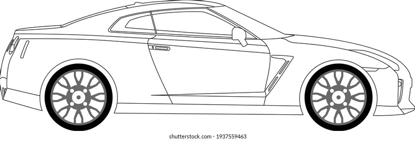 Esbozo de coche del vector de detalle simple 